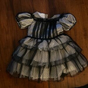 Janie and Jack Black and Gray Formal Kids Dress